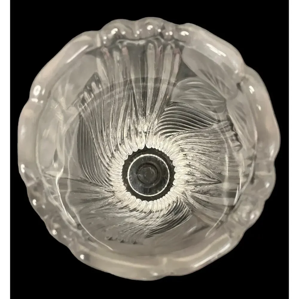 1960s German Bleikristall Anna Hutte Lead Crystal Frosted Iris Flower Rose Vase
